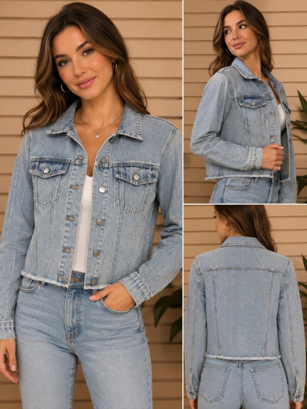 Origami Denim Rhinestone Jacket